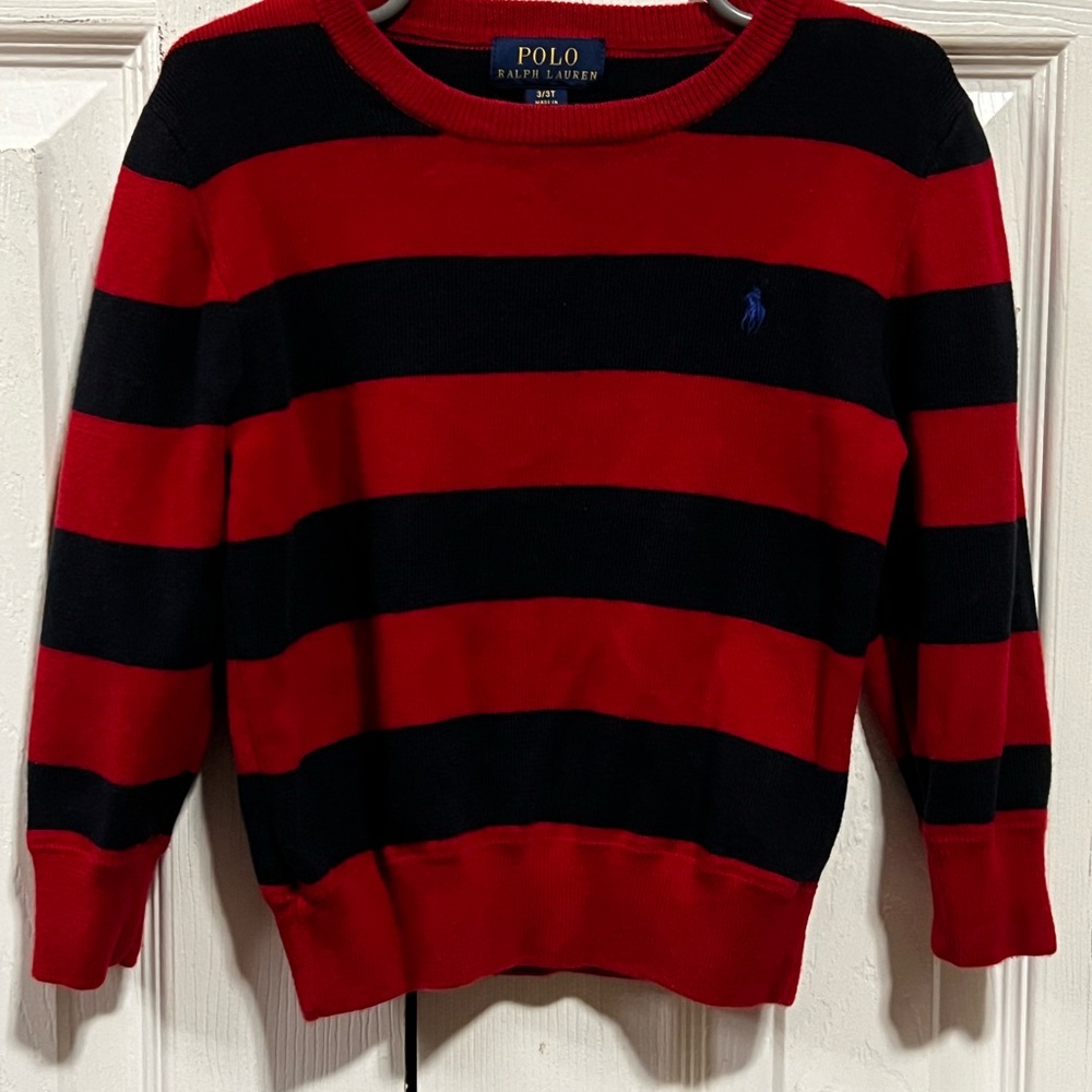 Polo by Ralph Lauren Kids Red and Black Striped Sweater